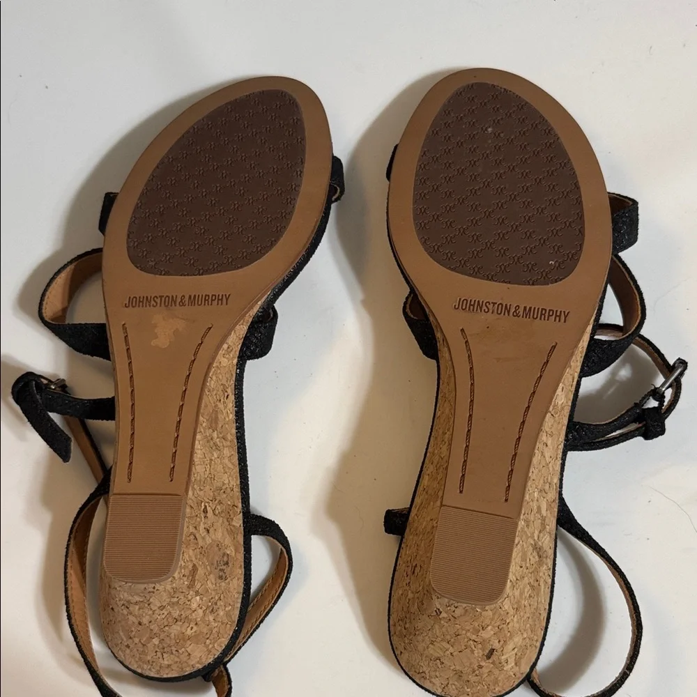 Johnston & Murphy Black Wedge Sandals